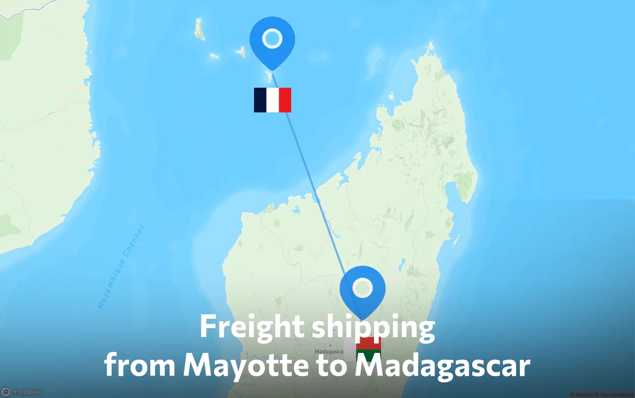 Shipping route from Mayotte to Madagascar