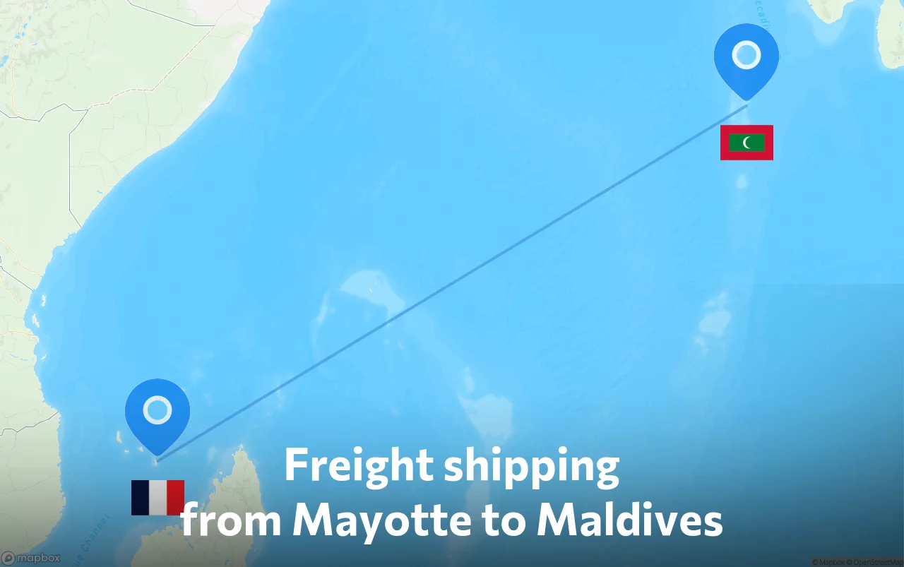 Shipping route from Mayotte to Maldives