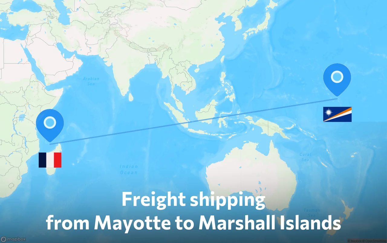 Shipping route from Mayotte to Marshall Islands