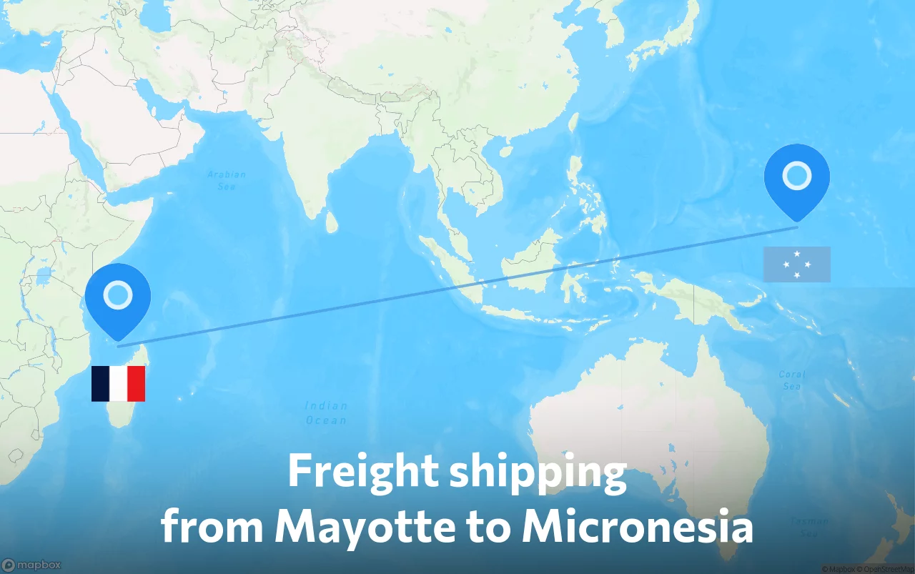 Shipping route from Mayotte to Micronesia