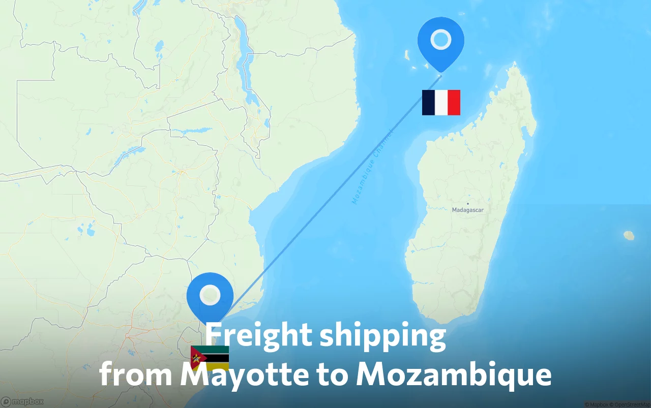 Shipping route from Mayotte to Mozambique