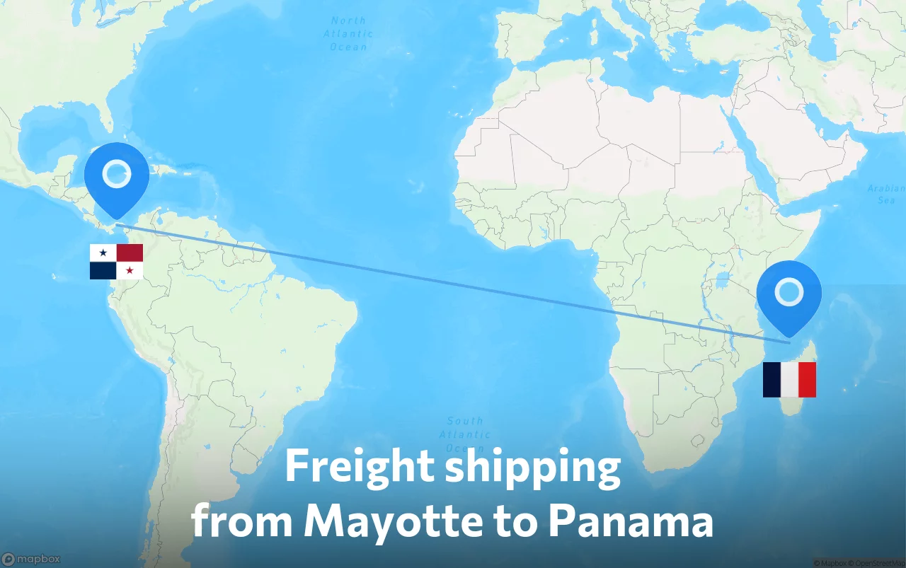 Shipping route from Mayotte to Panama
