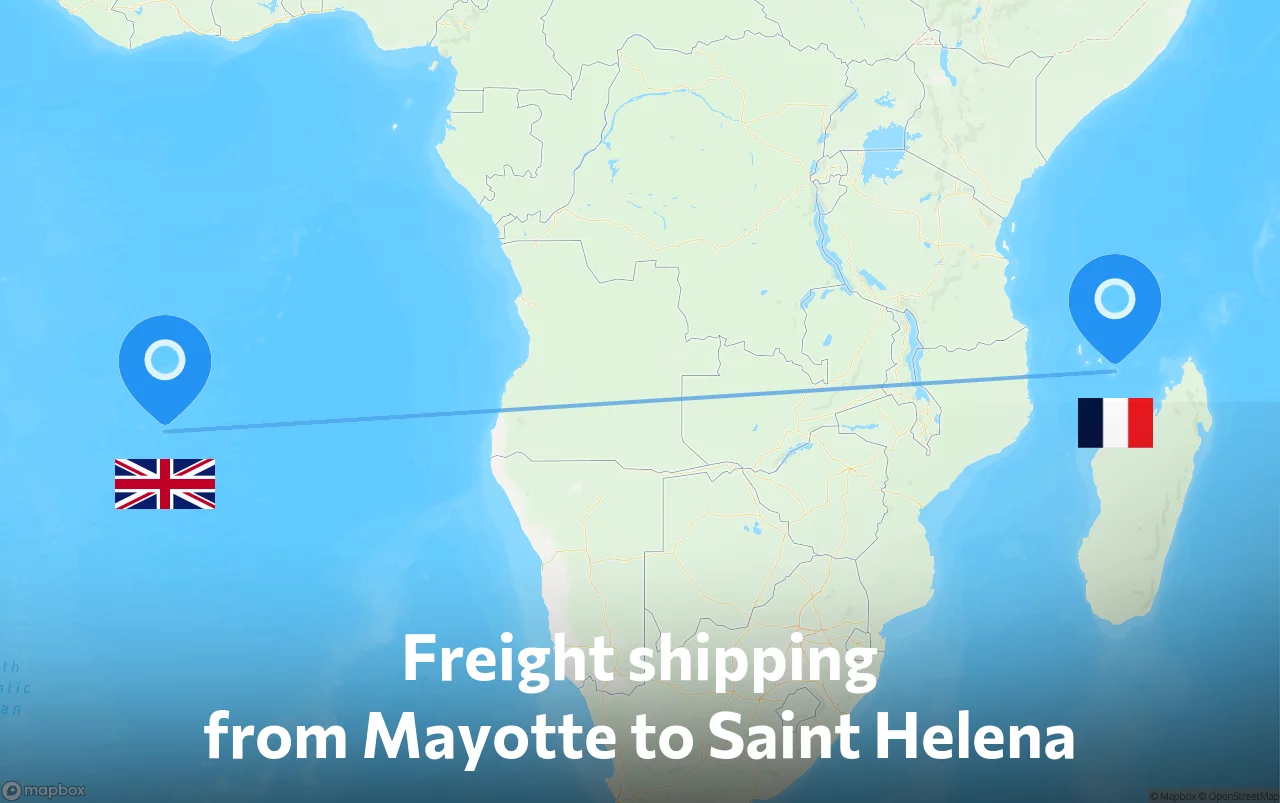 Shipping route from Mayotte to Saint Helena