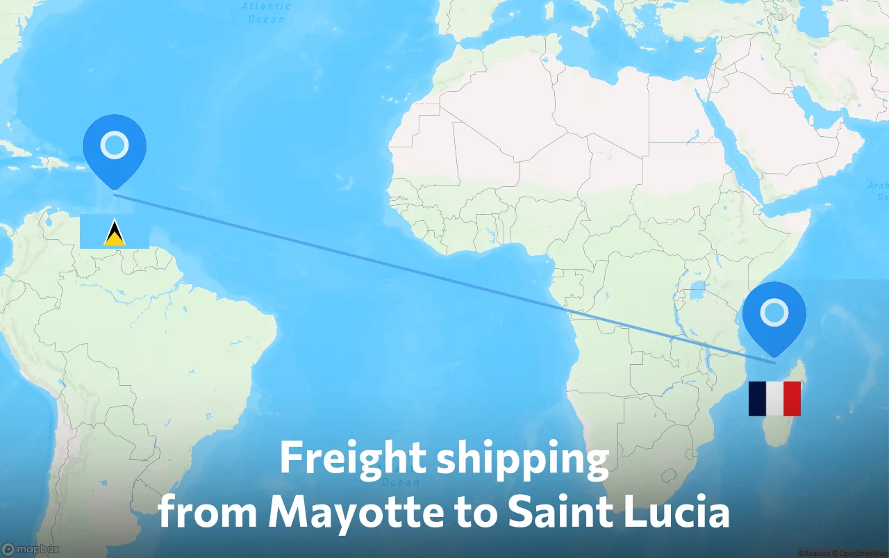 Shipping route from Mayotte to Saint Lucia
