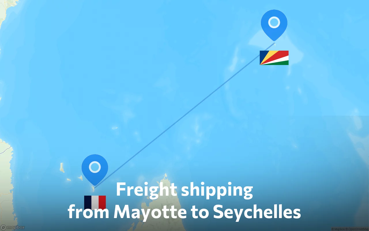 Shipping route from Mayotte to Seychelles