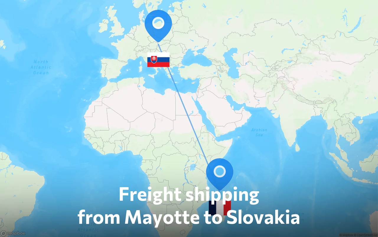 Shipping route from Mayotte to Slovakia