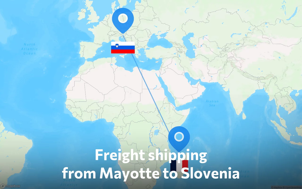 Shipping route from Mayotte to Slovenia