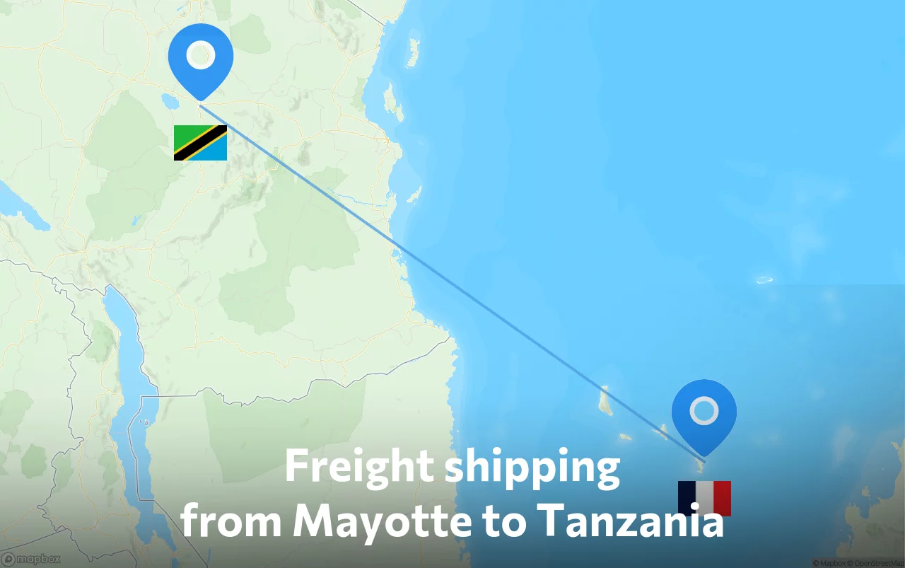 Shipping route from Mayotte to Tanzania