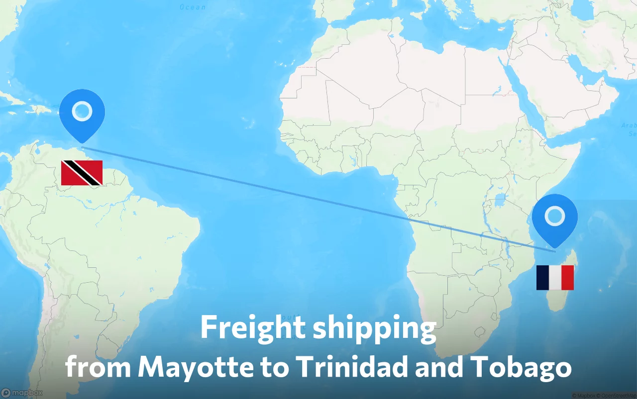 Shipping route from Mayotte to Trinidad and Tobago