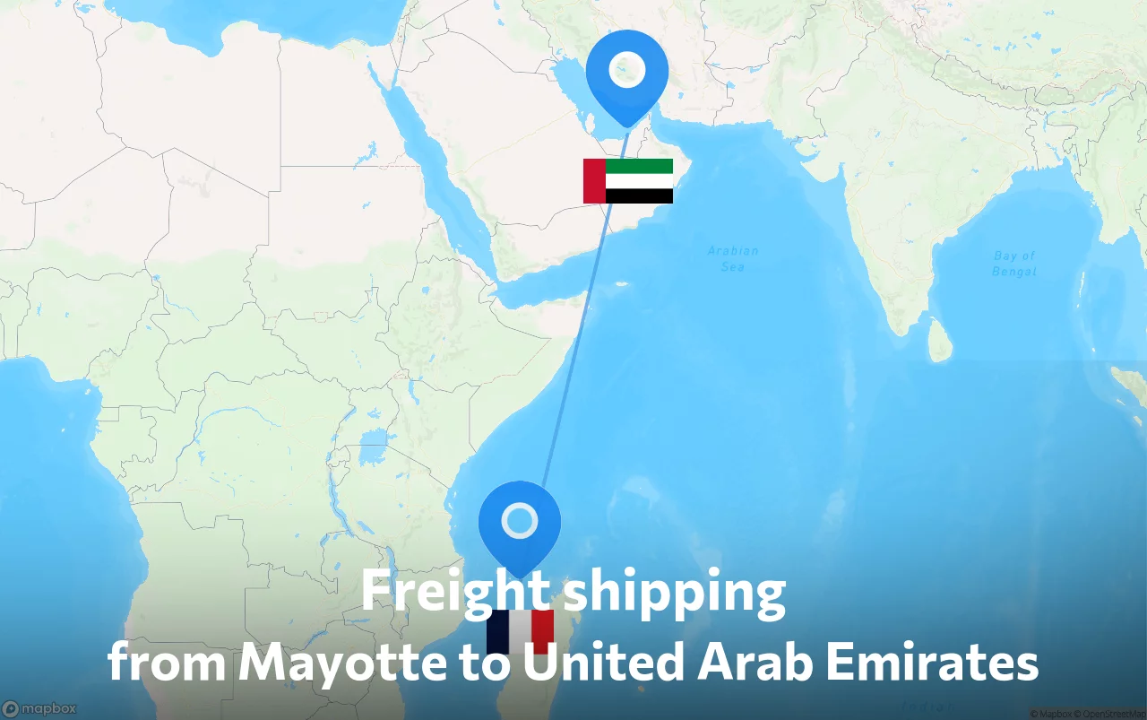 Shipping route from Mayotte to United Arab Emirates