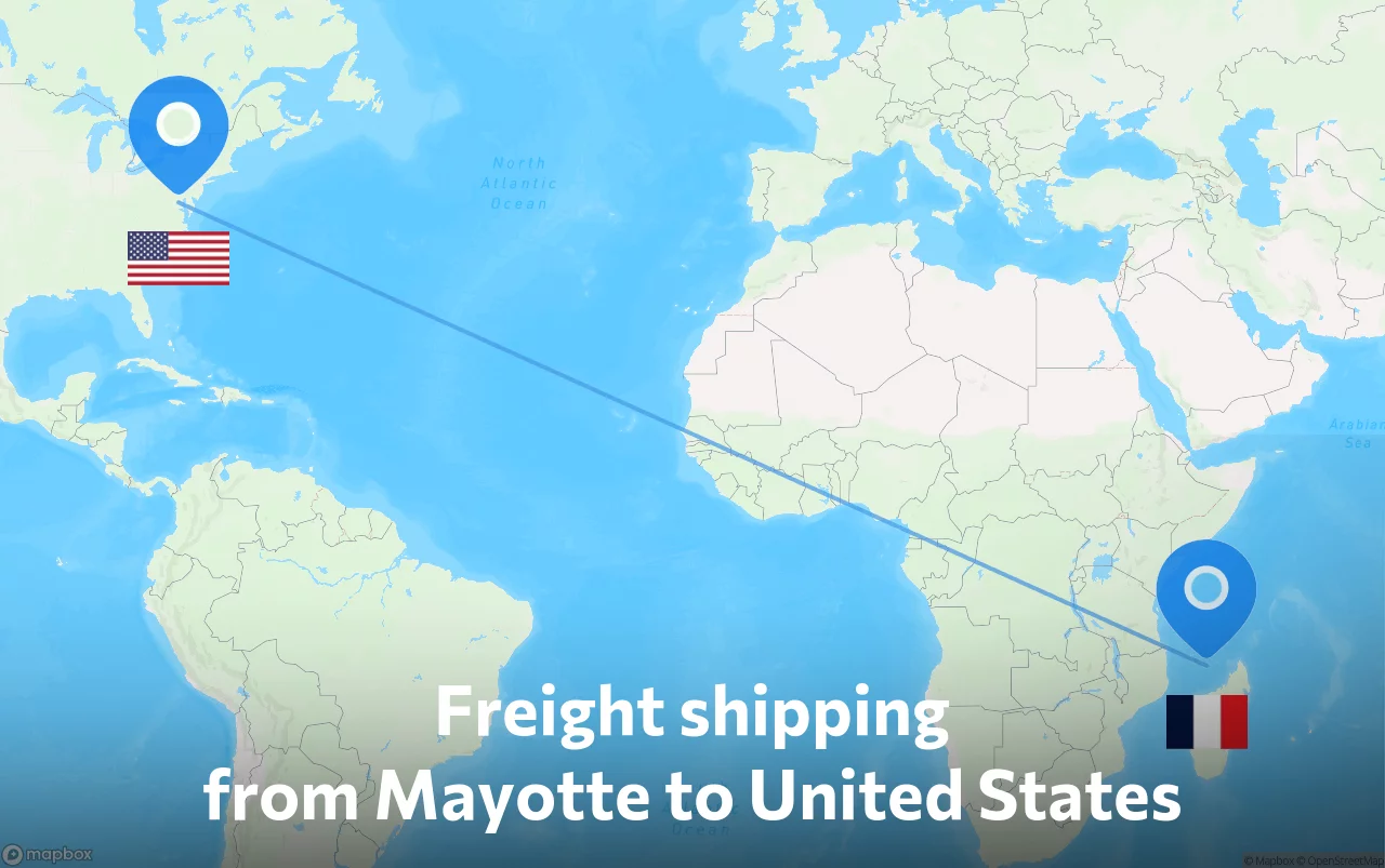 Shipping route from Mayotte to United States