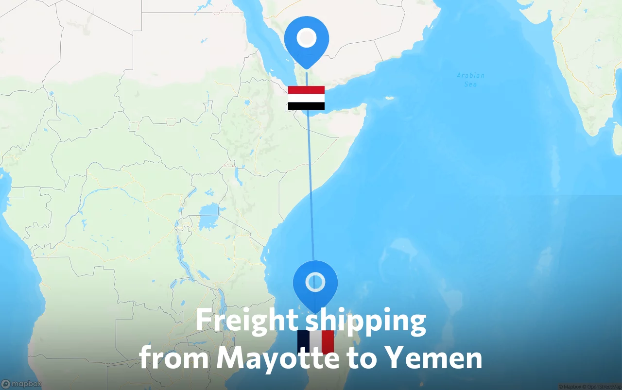 Shipping route from Mayotte to Yemen