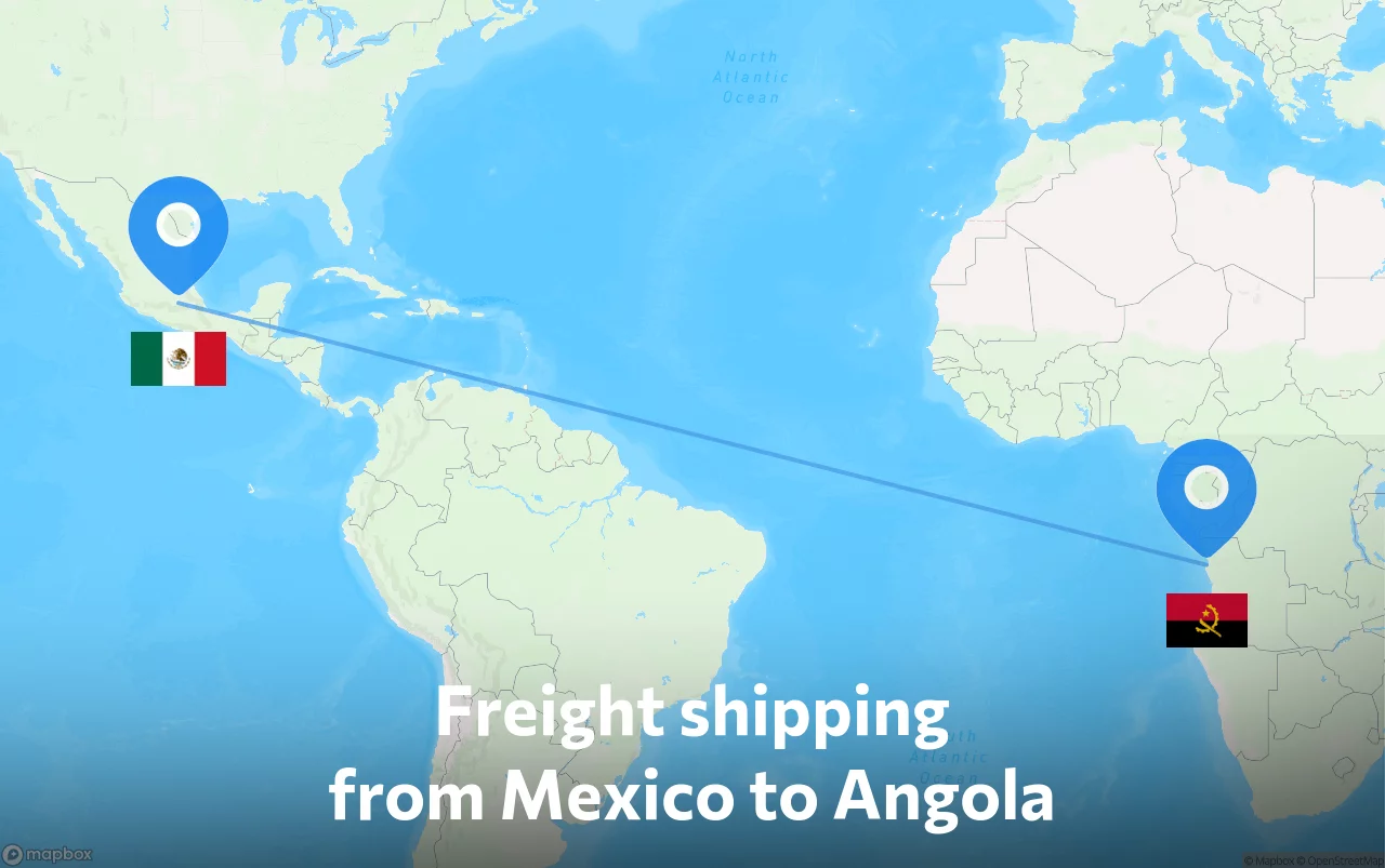 Shipping route from Mexico to Angola