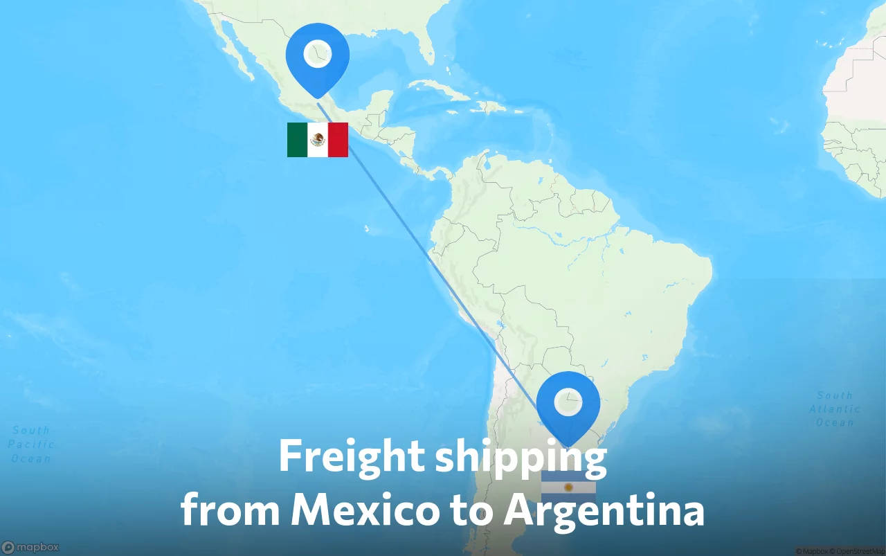 Shipping route from Mexico to Argentina