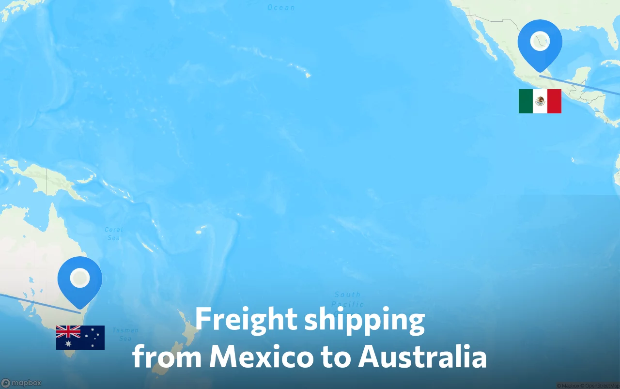 Shipping route from Mexico to Australia