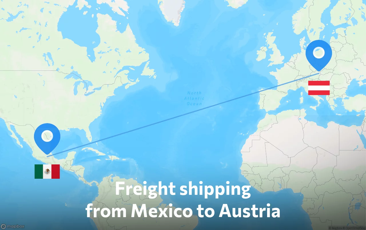 Shipping route from Mexico to Austria