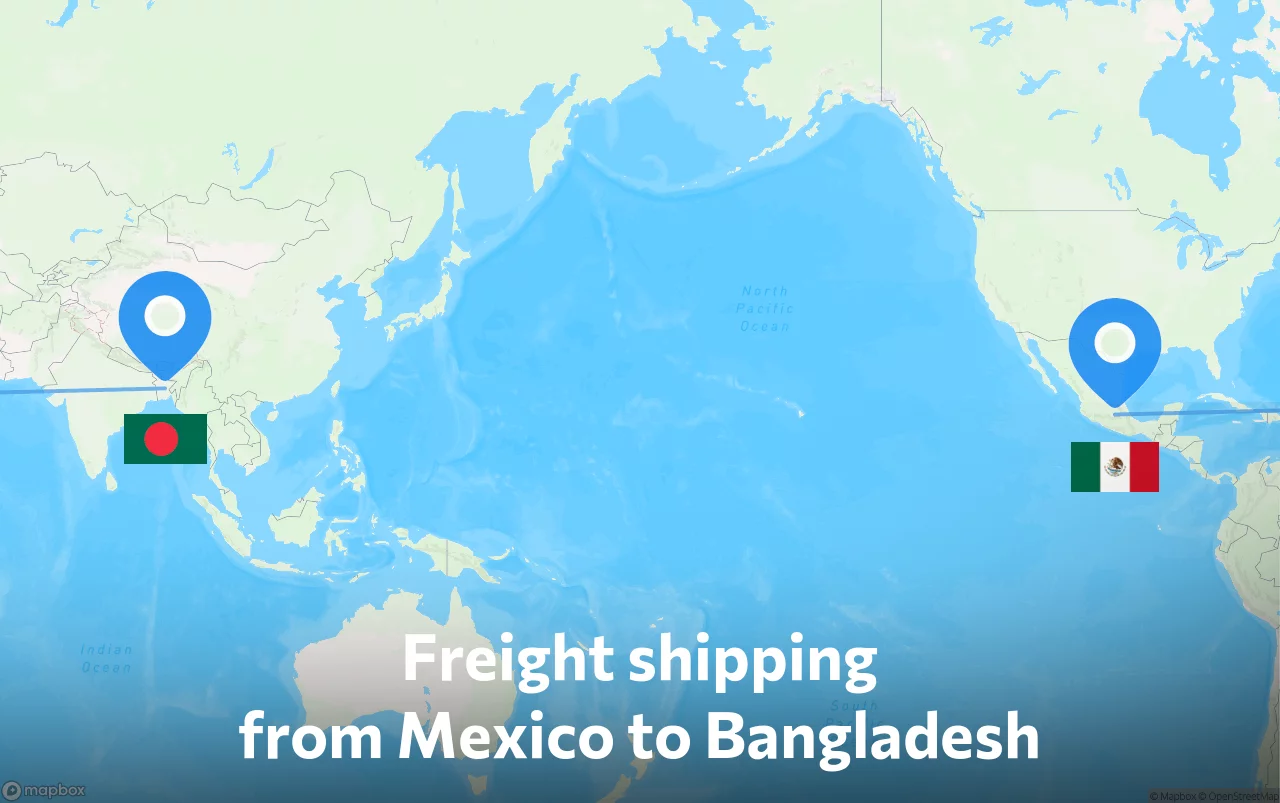 Shipping route from Mexico to Bangladesh