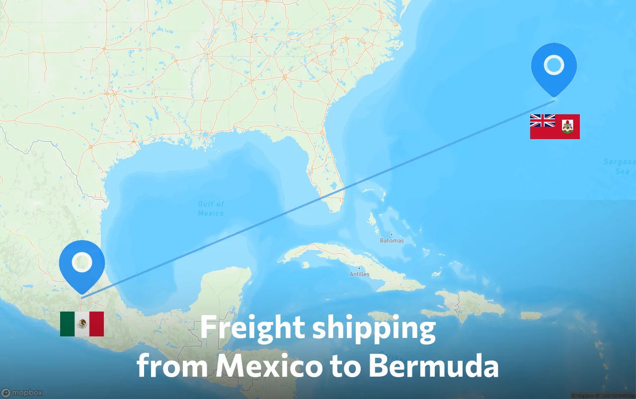 Shipping route from Mexico to Bermuda