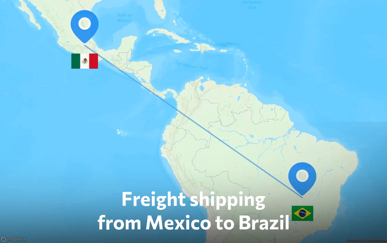 Shipping route from Mexico to Brazil