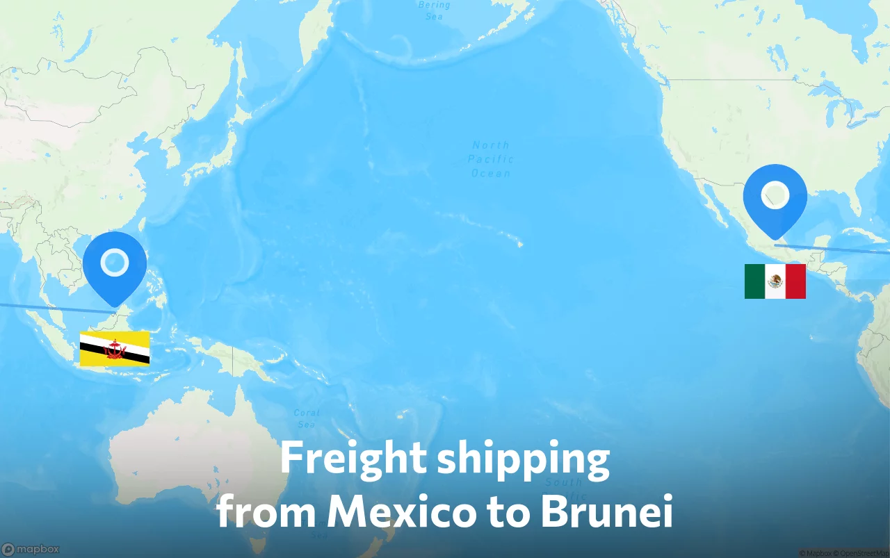 Shipping route from Mexico to Brunei