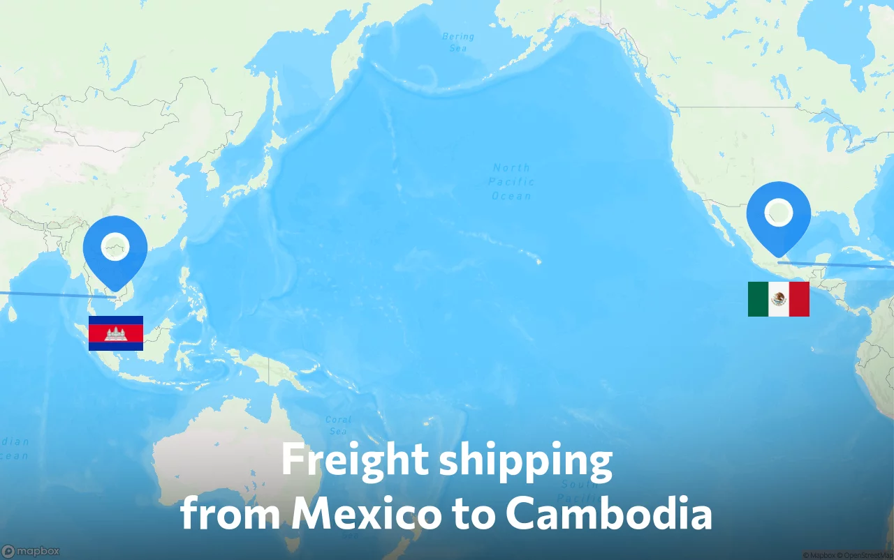 Shipping route from Mexico to Cambodia