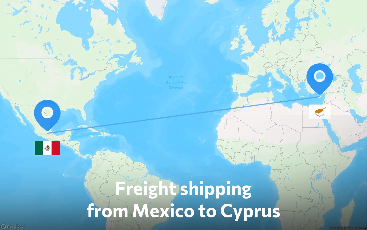 Shipping route from Mexico to Cyprus