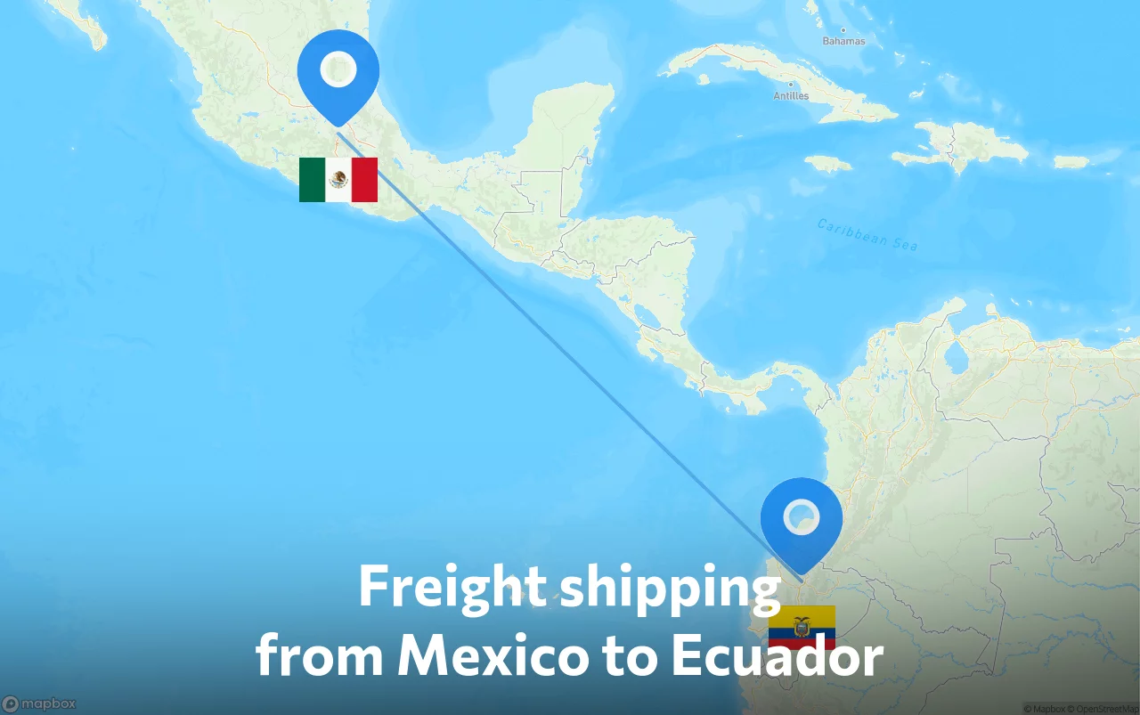Shipping route from Mexico to Ecuador