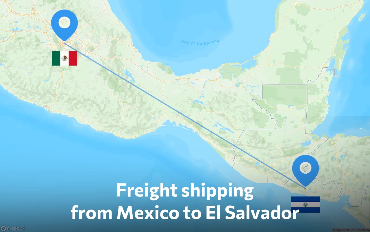 Shipping route from Mexico to El Salvador