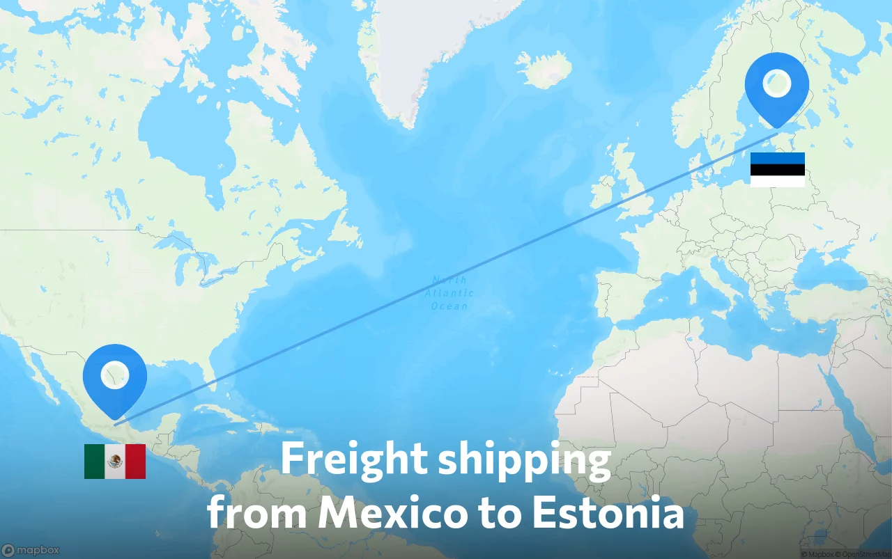 Shipping route from Mexico to Estonia