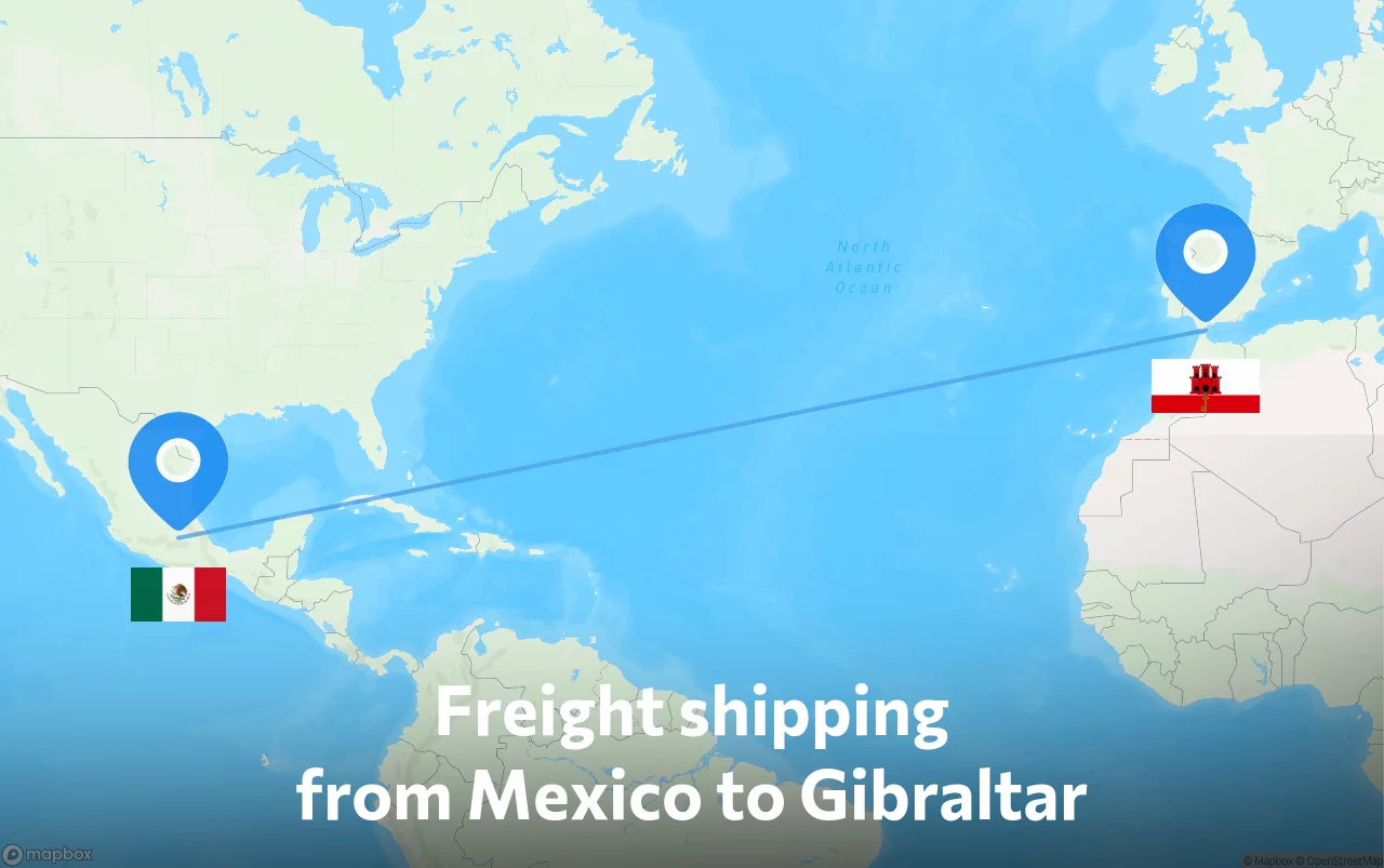 Shipping route from Mexico to Gibraltar