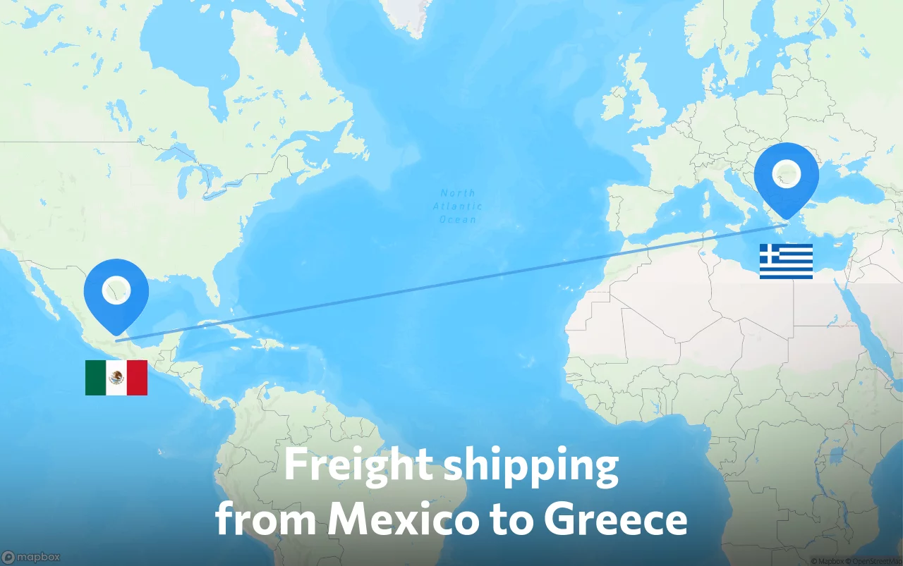 Shipping route from Mexico to Greece