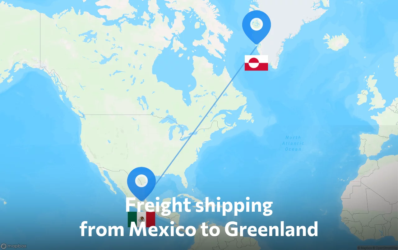 Shipping route from Mexico to Greenland