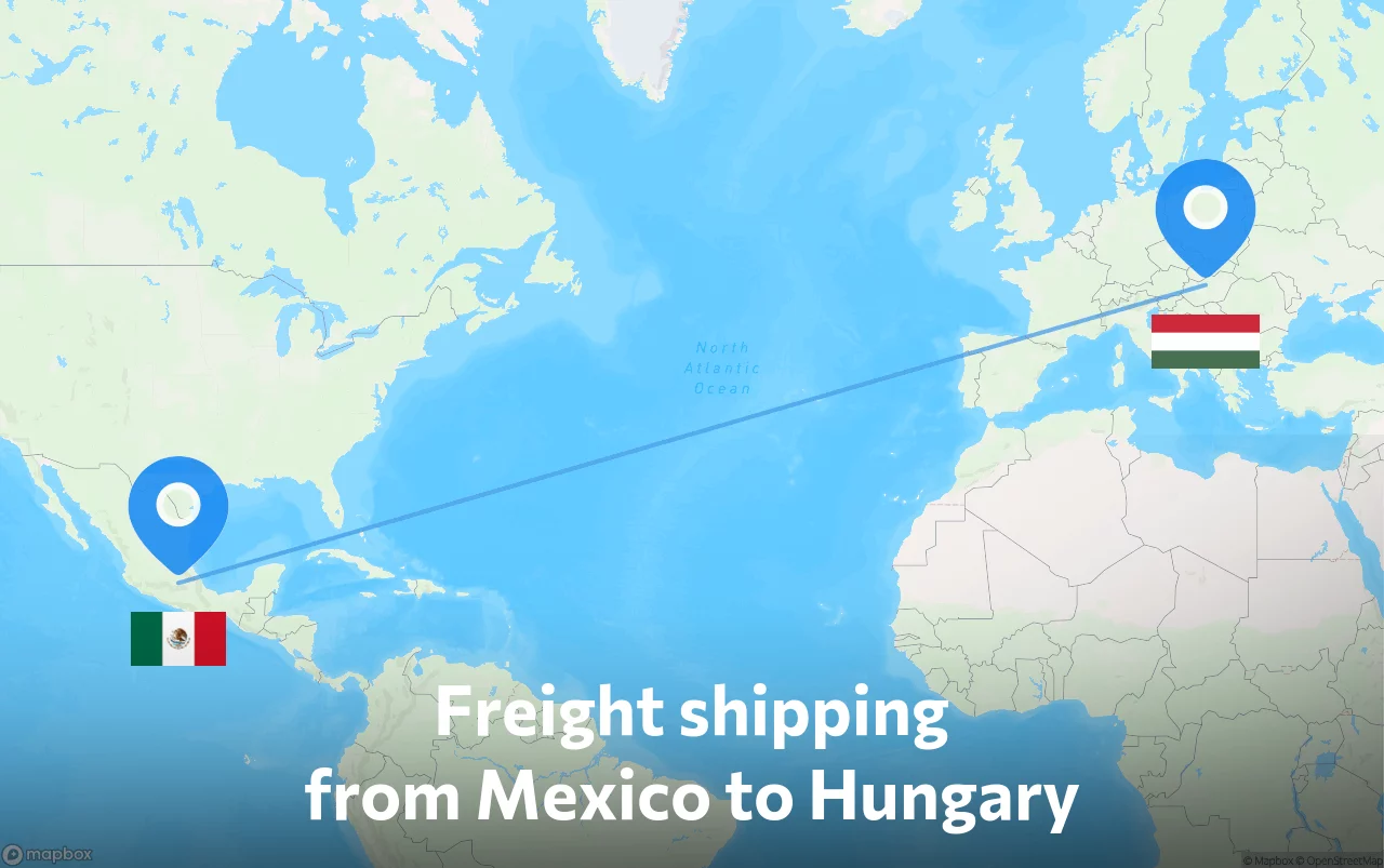 Shipping route from Mexico to Hungary