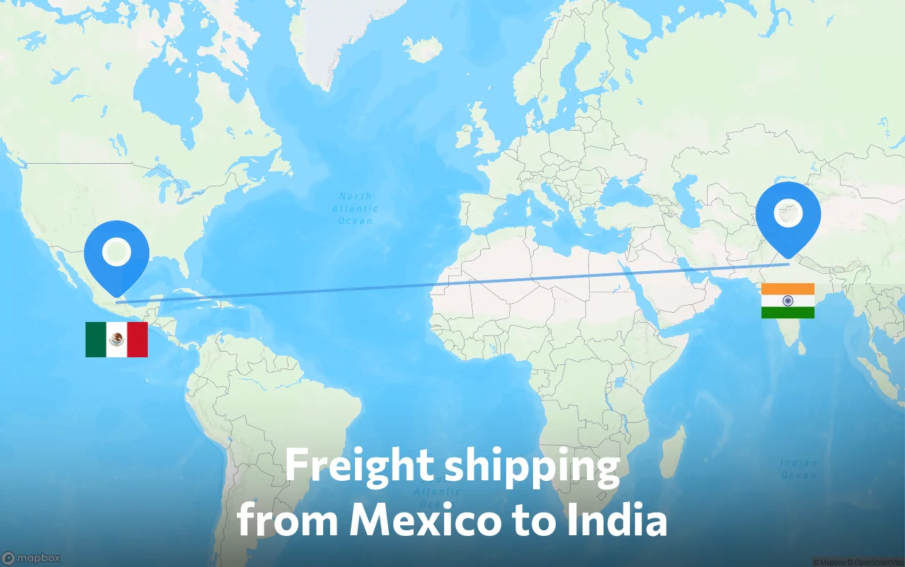 Shipping route from Mexico to India