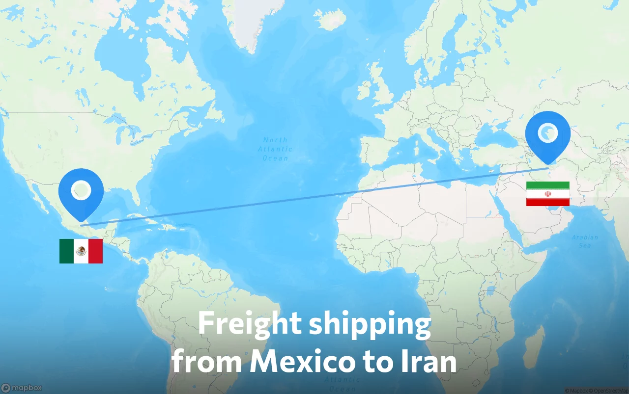 Shipping route from Mexico to Iran