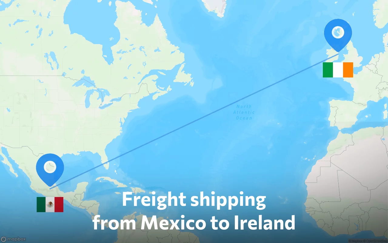 Shipping route from Mexico to Ireland