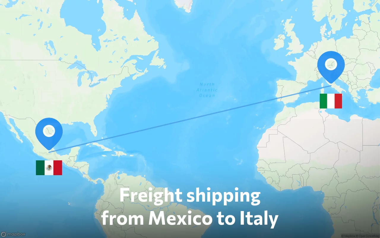 Shipping route from Mexico to Italy