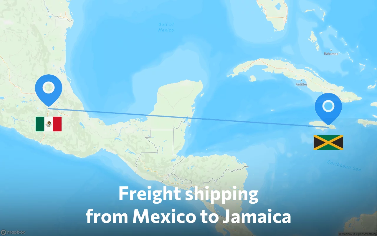 Shipping route from Mexico to Jamaica