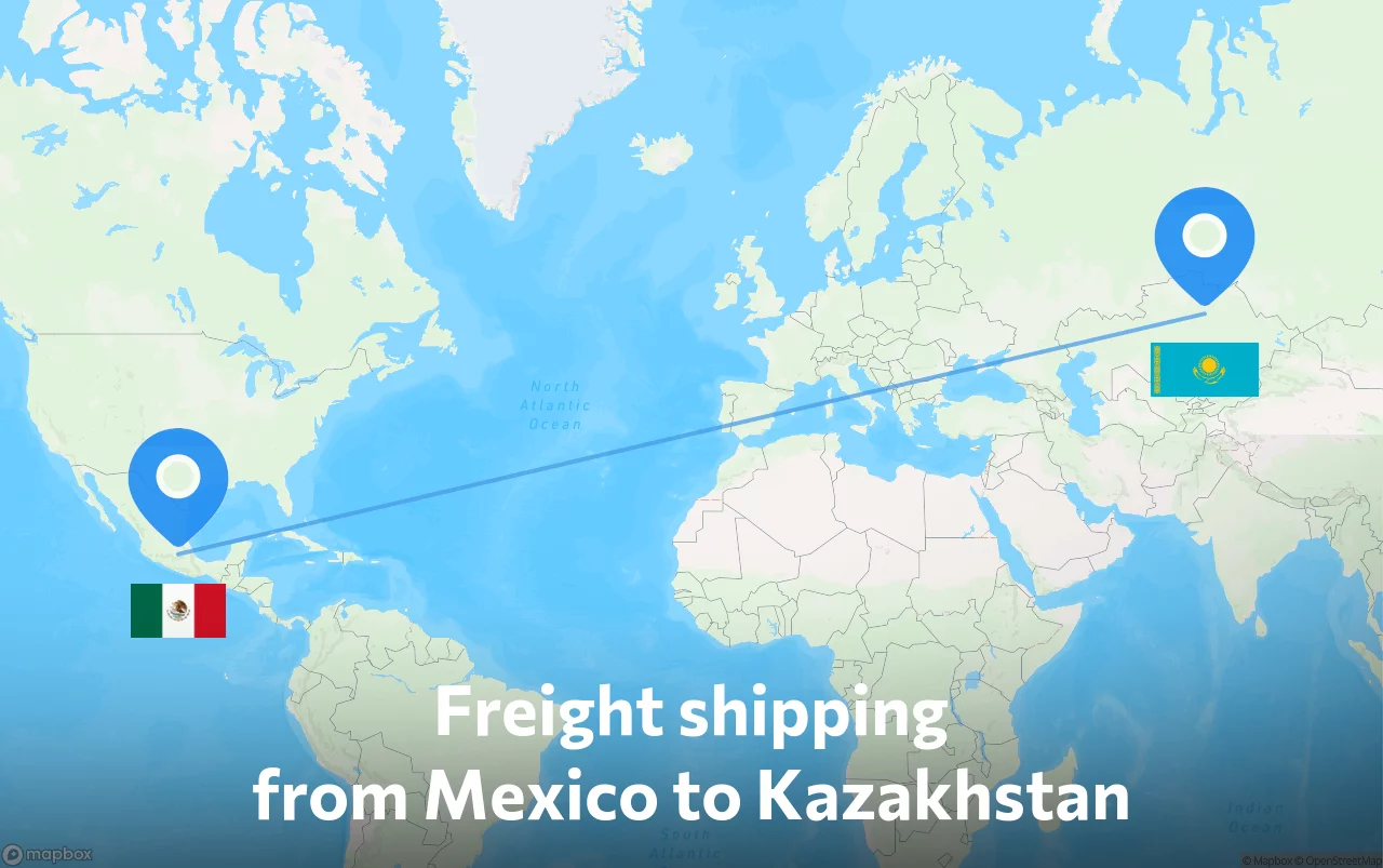 Shipping route from Mexico to Kazakhstan