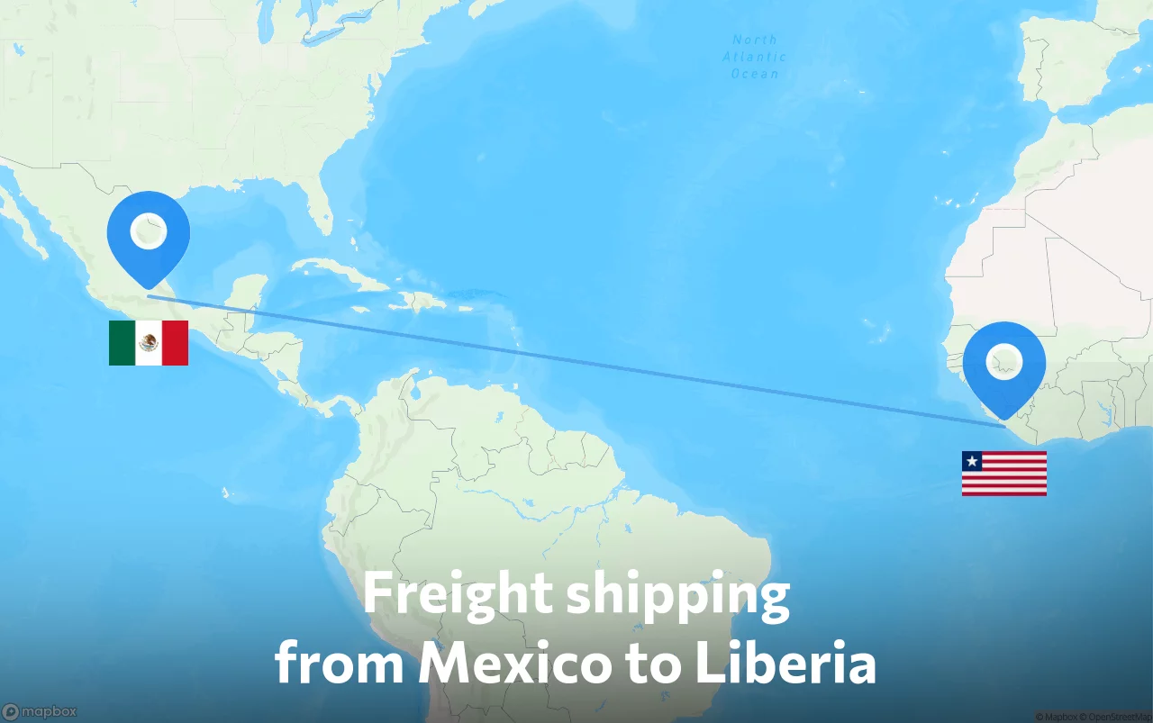 Shipping route from Mexico to Liberia