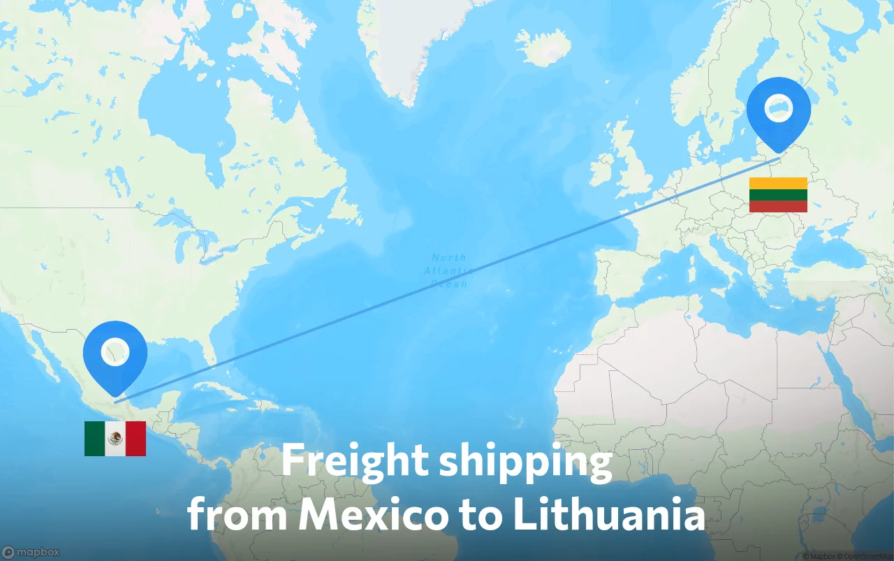 Shipping route from Mexico to Lithuania