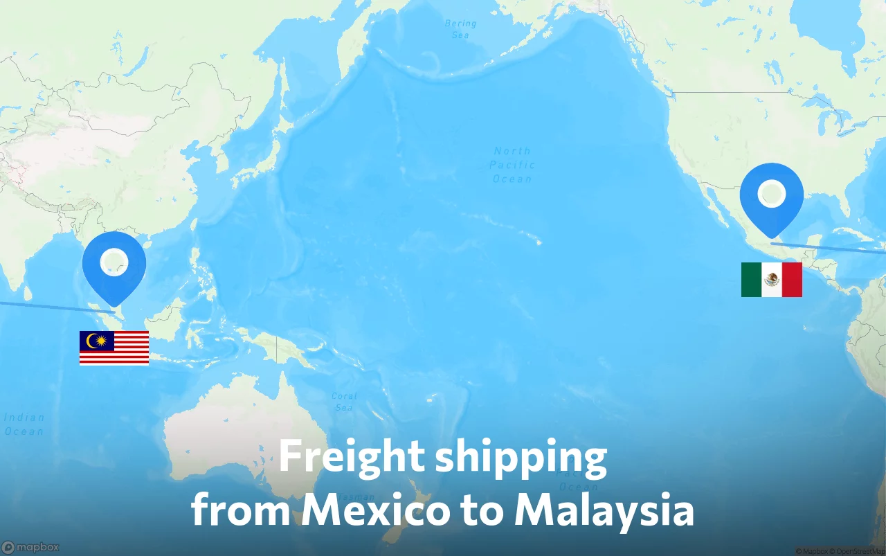 Shipping route from Mexico to Malaysia