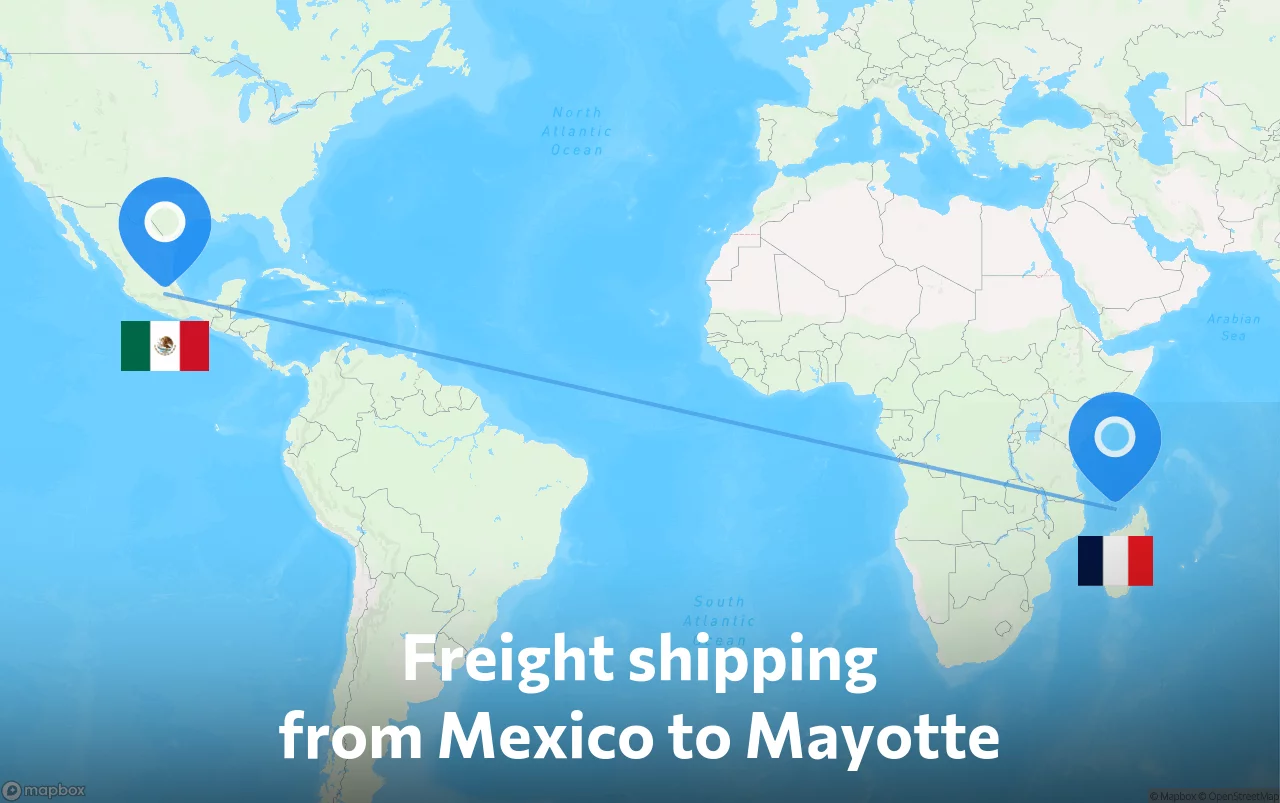 Shipping route from Mexico to Mayotte