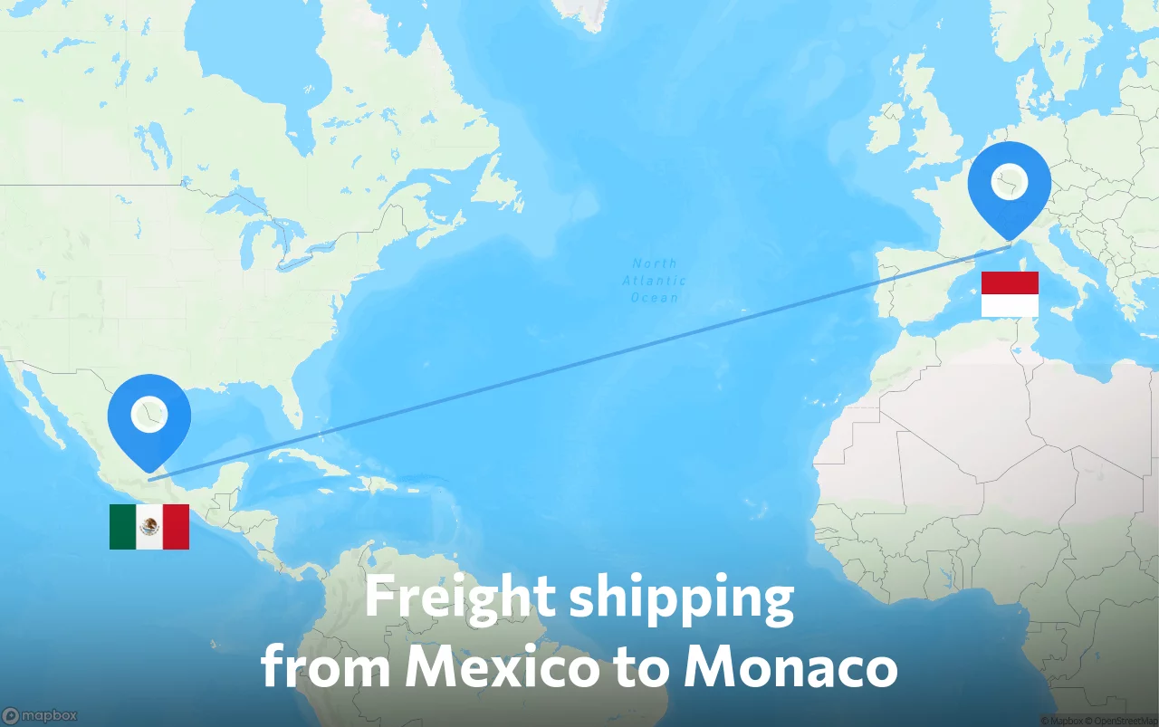 Shipping route from Mexico to Monaco