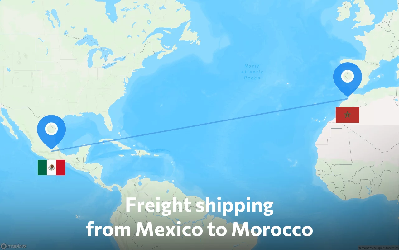 Shipping route from Mexico to Morocco