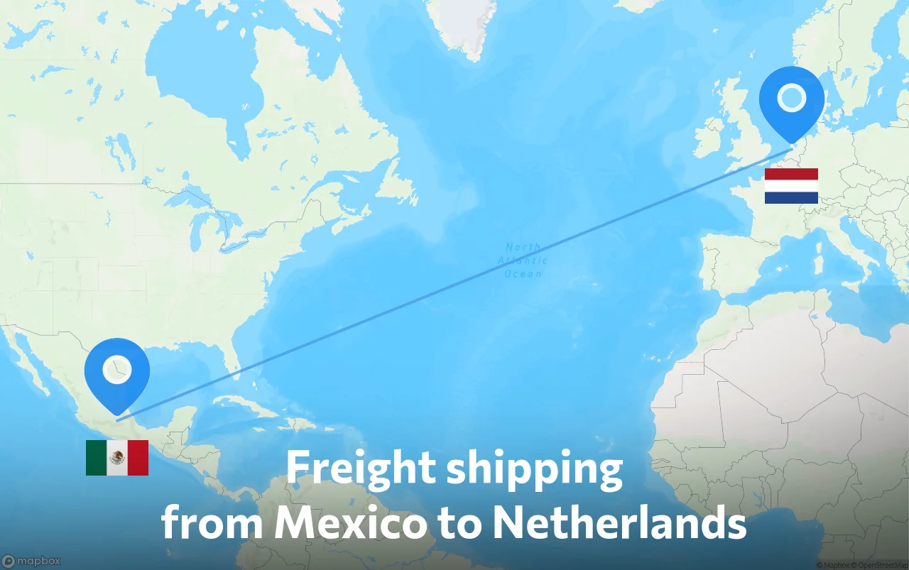 Shipping route from Mexico to Netherlands