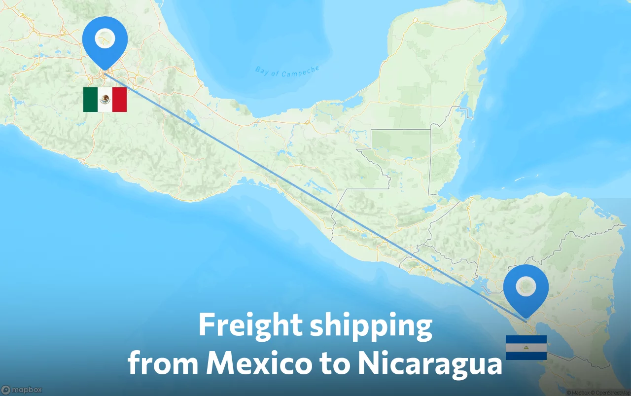 Shipping route from Mexico to Nicaragua