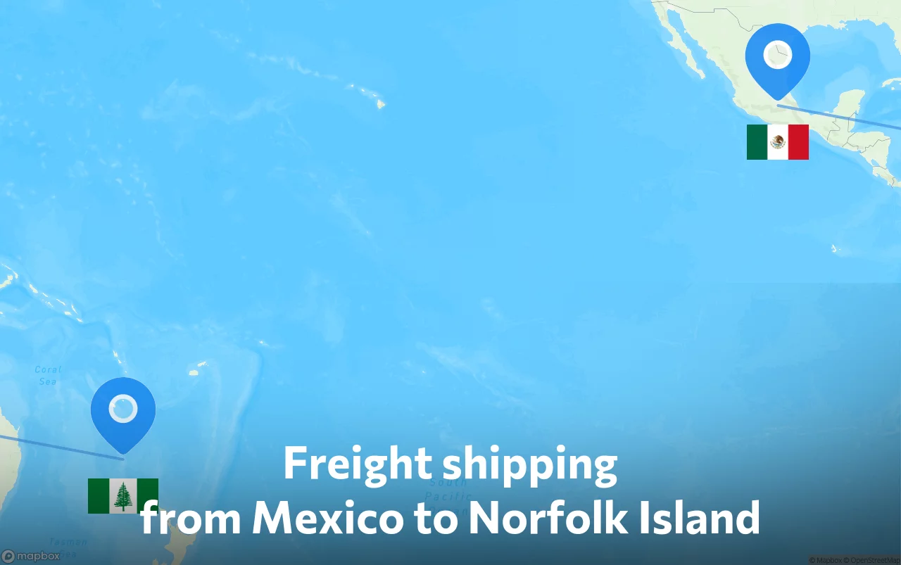 Shipping route from Mexico to Norfolk Island