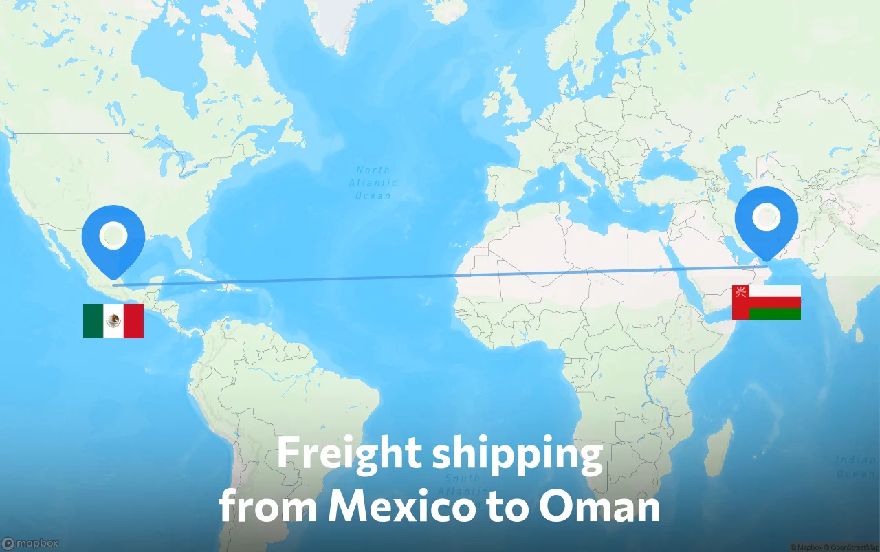 Shipping route from Mexico to Oman