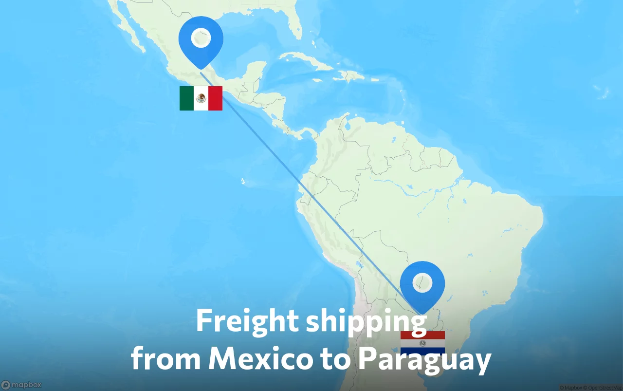 Shipping route from Mexico to Paraguay